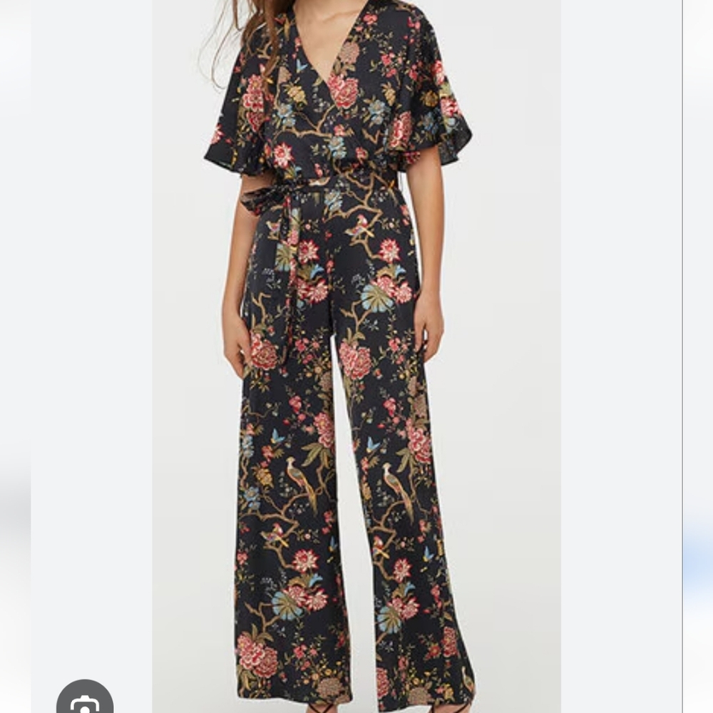 H&M Black Floral Jumpsuit